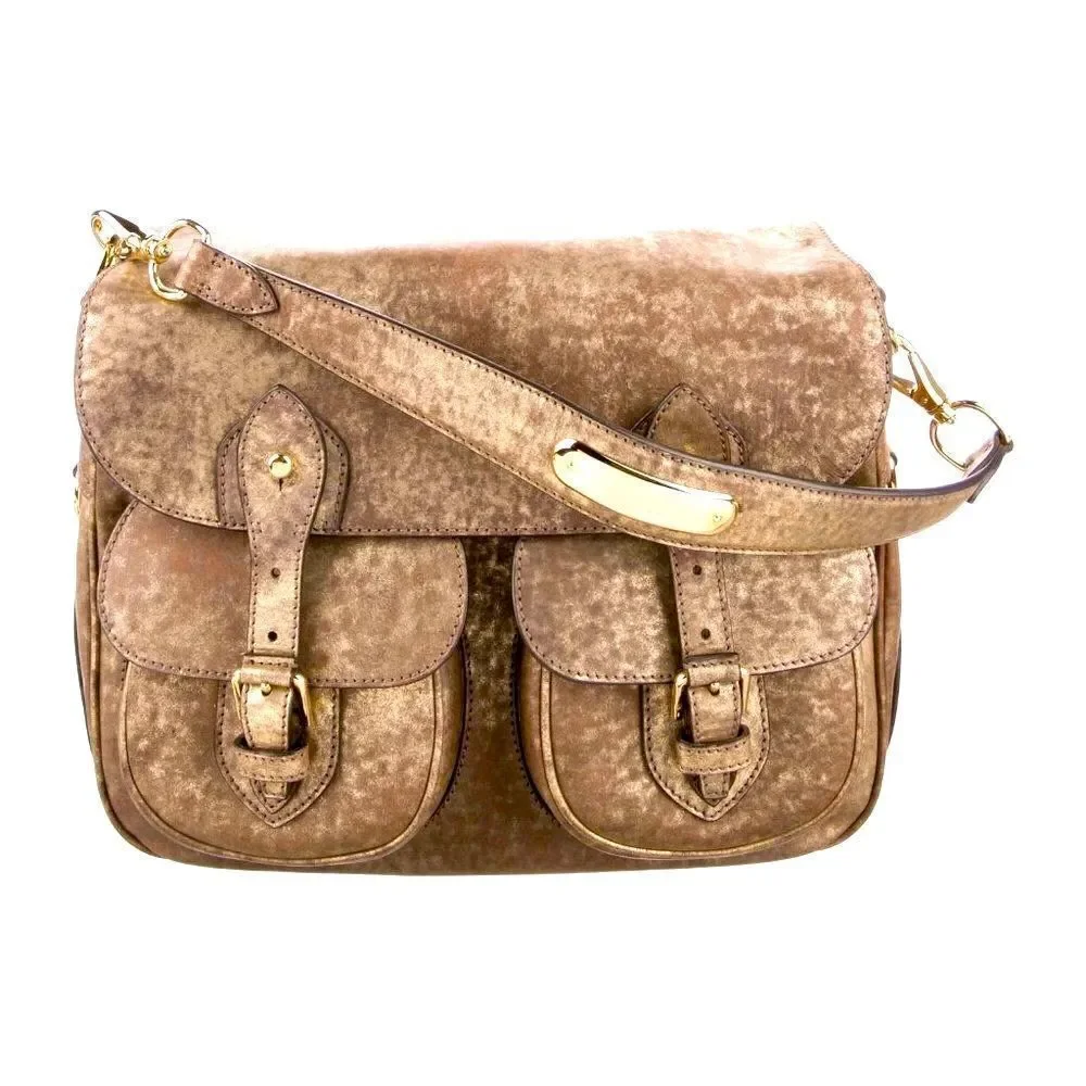 Ralph Lauren  Spring  2015 Collection Gold Luster Vachetta Hunting Messenger Bag